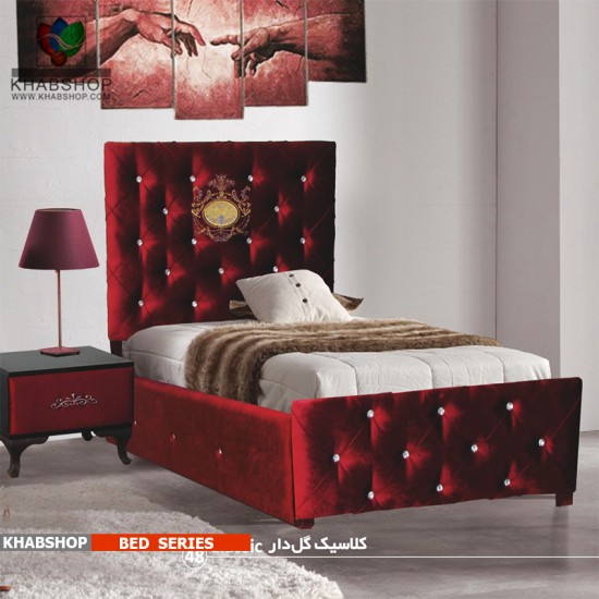 تخت خواب یک نفره مدل کلاسیک گلدار