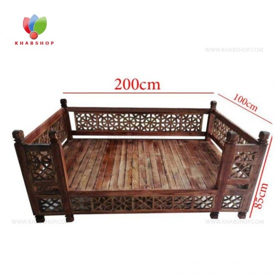 تخت سنتی چوبی 100*200 کد 242