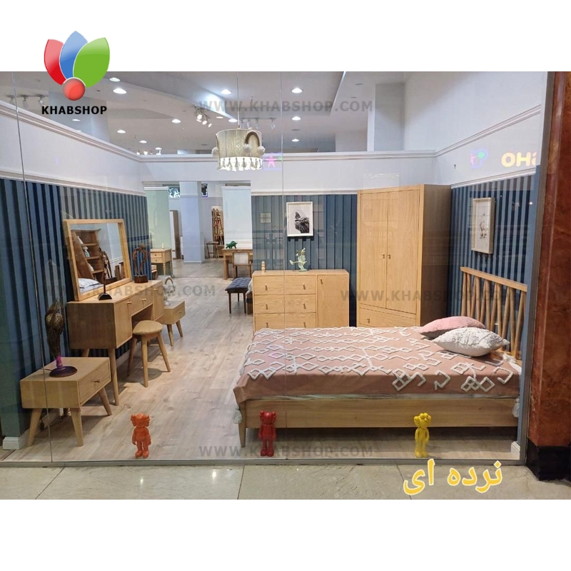 سرویس خواب چوبی مینیمال مدل نرده ای